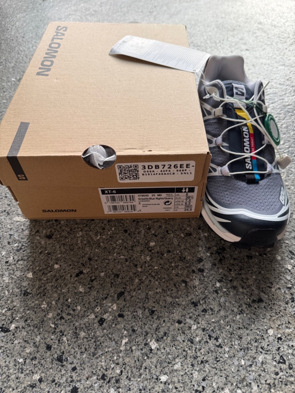 Salomon XT-6 Trail Shoe - Gray with Black, Blue & Yellow Accents